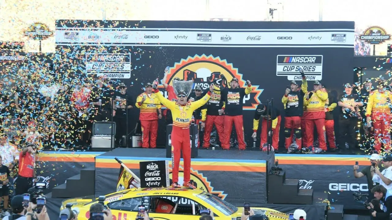 hero image for Joey Logano Defends Against Teammate Ryan Blaney to Win Third Cup Series Title