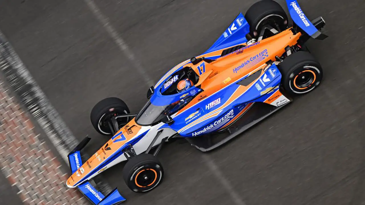 hero image for Kyle Larson Second-Fastest in Rain-Shortened Indy 500 Open Test Day 1